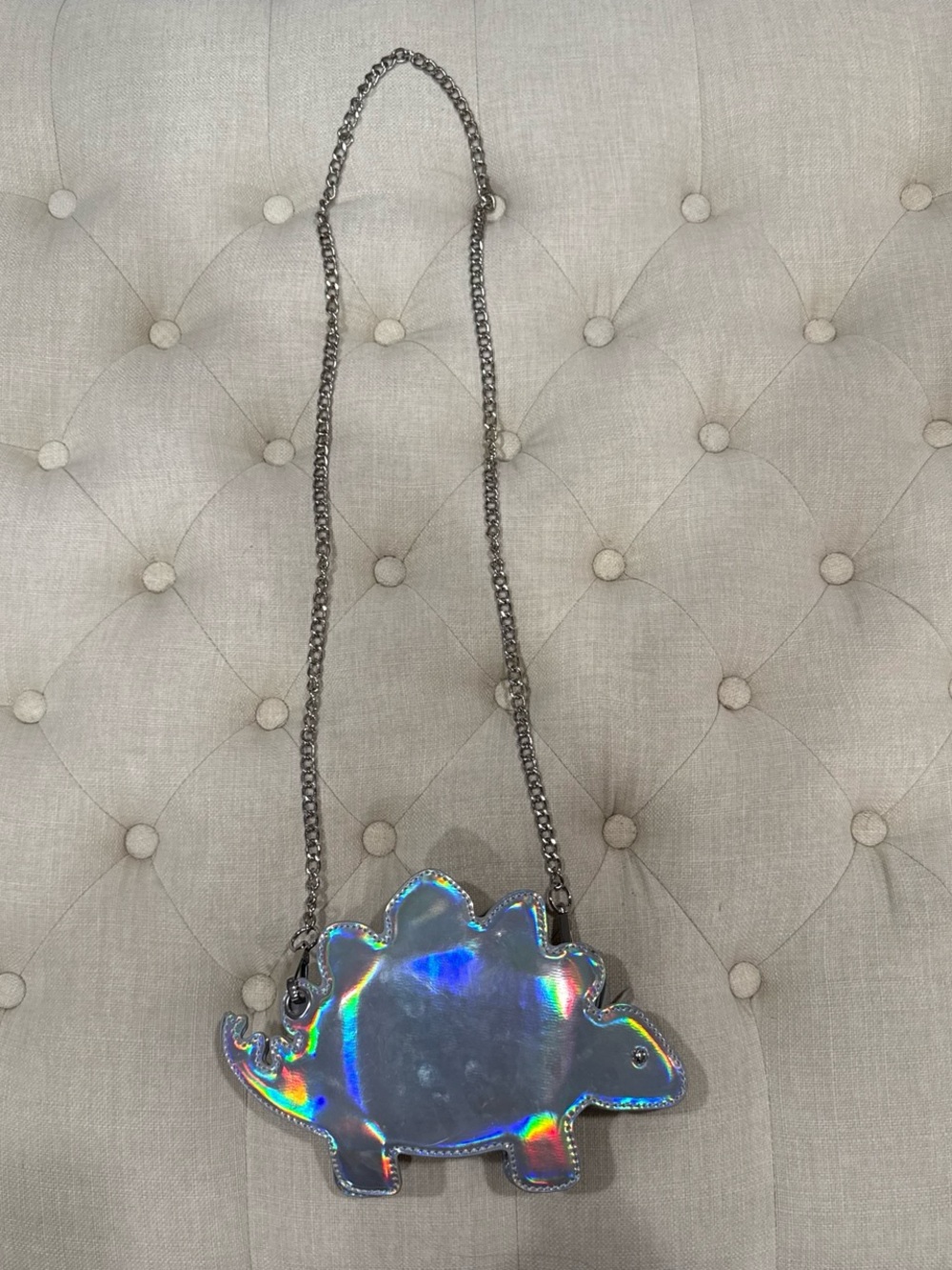 Kids Holographic Dinosaur Crossbody Bag - Silver